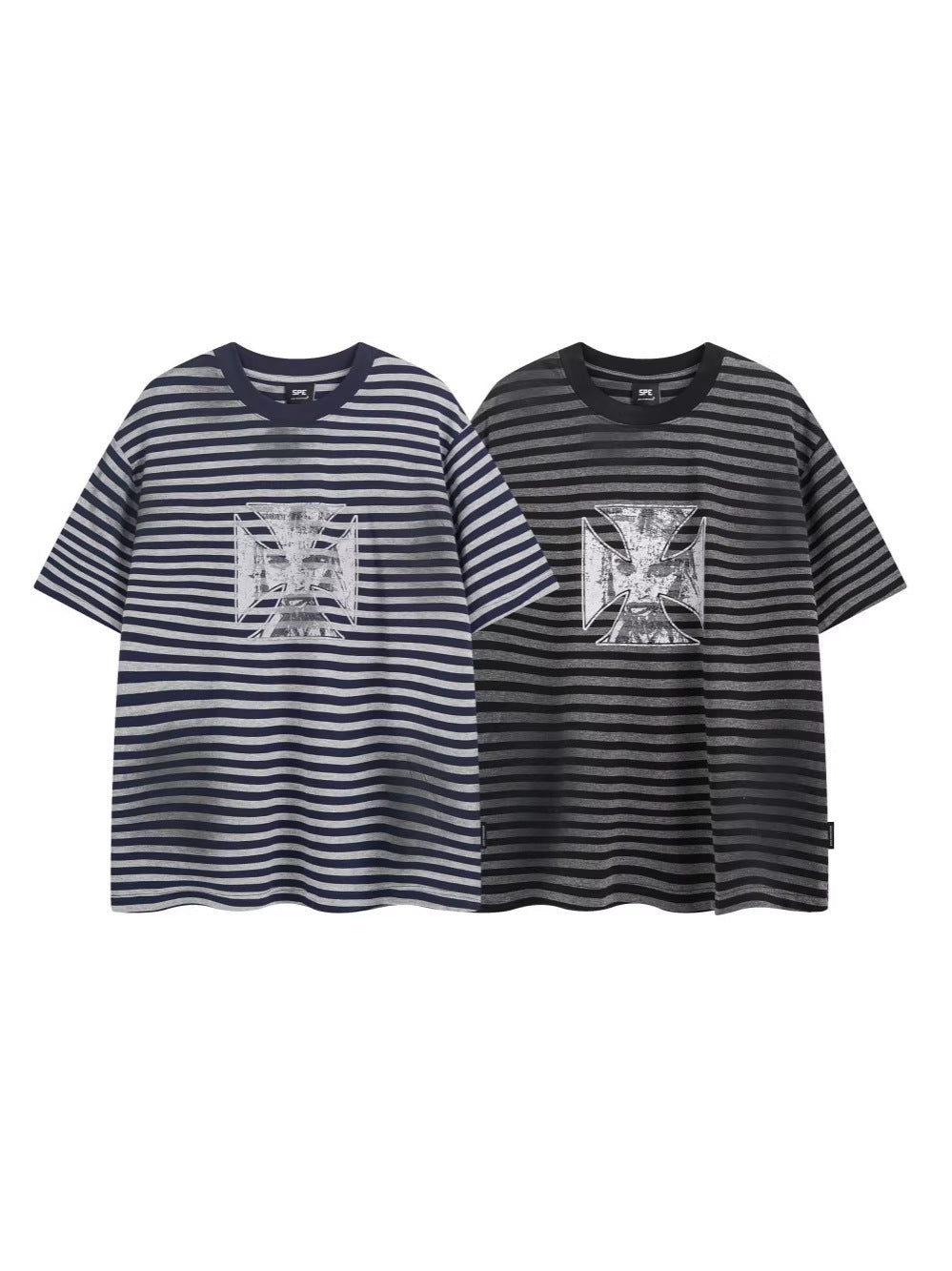 Cross Stripe Heavyweight Drop-Shoulder Oversize Short Sleeve T-Shirt WN27867