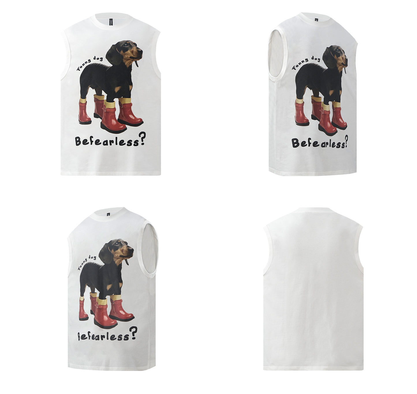 Dog Print Oversize Sleeveless T-Shirt WN26355