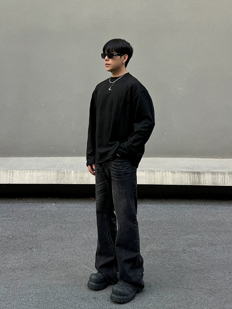 Fleece Patchwork Inner Long Sleeve T-Shirt WN19524