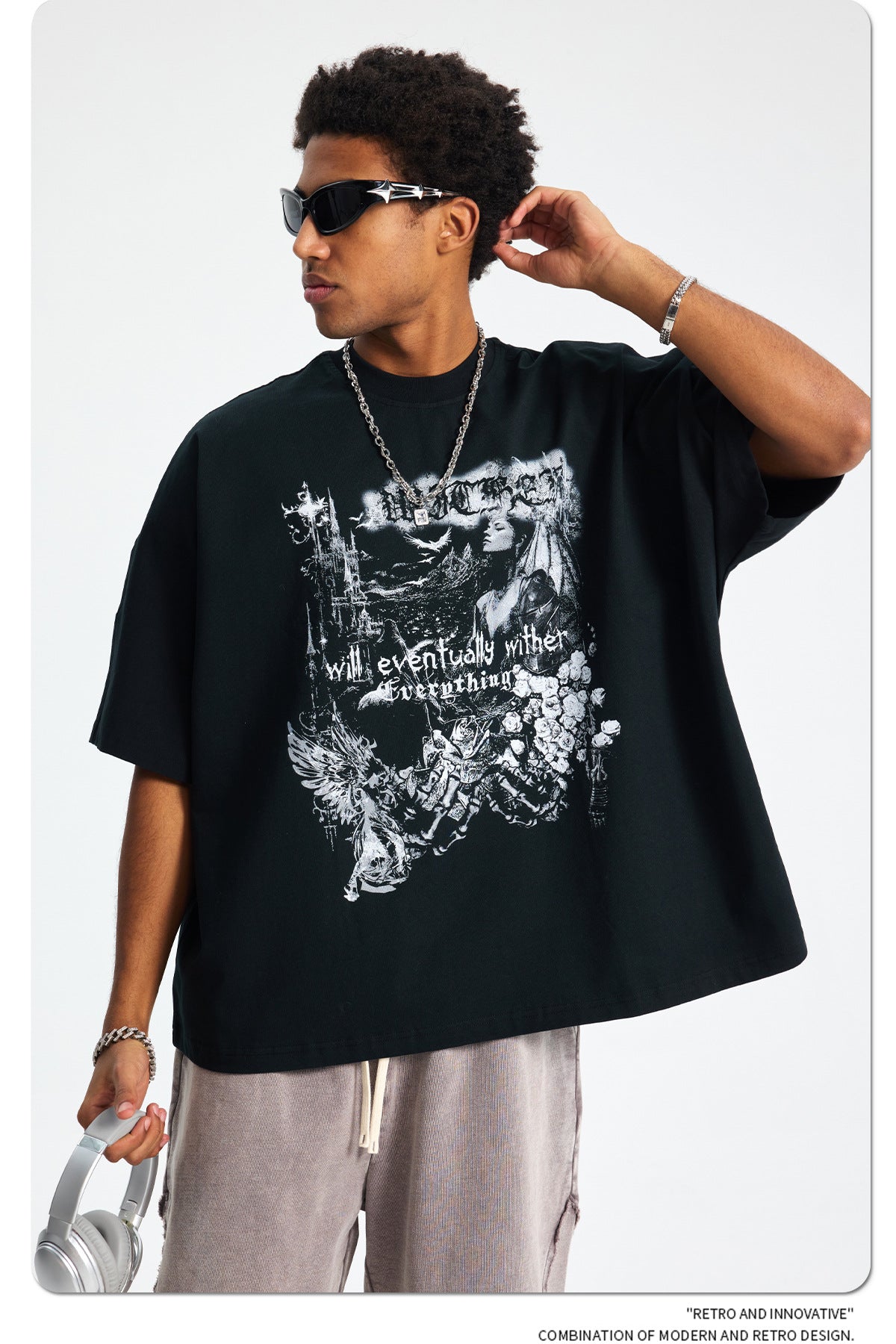 Graphic Print Oversize Short Sleeve T-Shirt WN16264