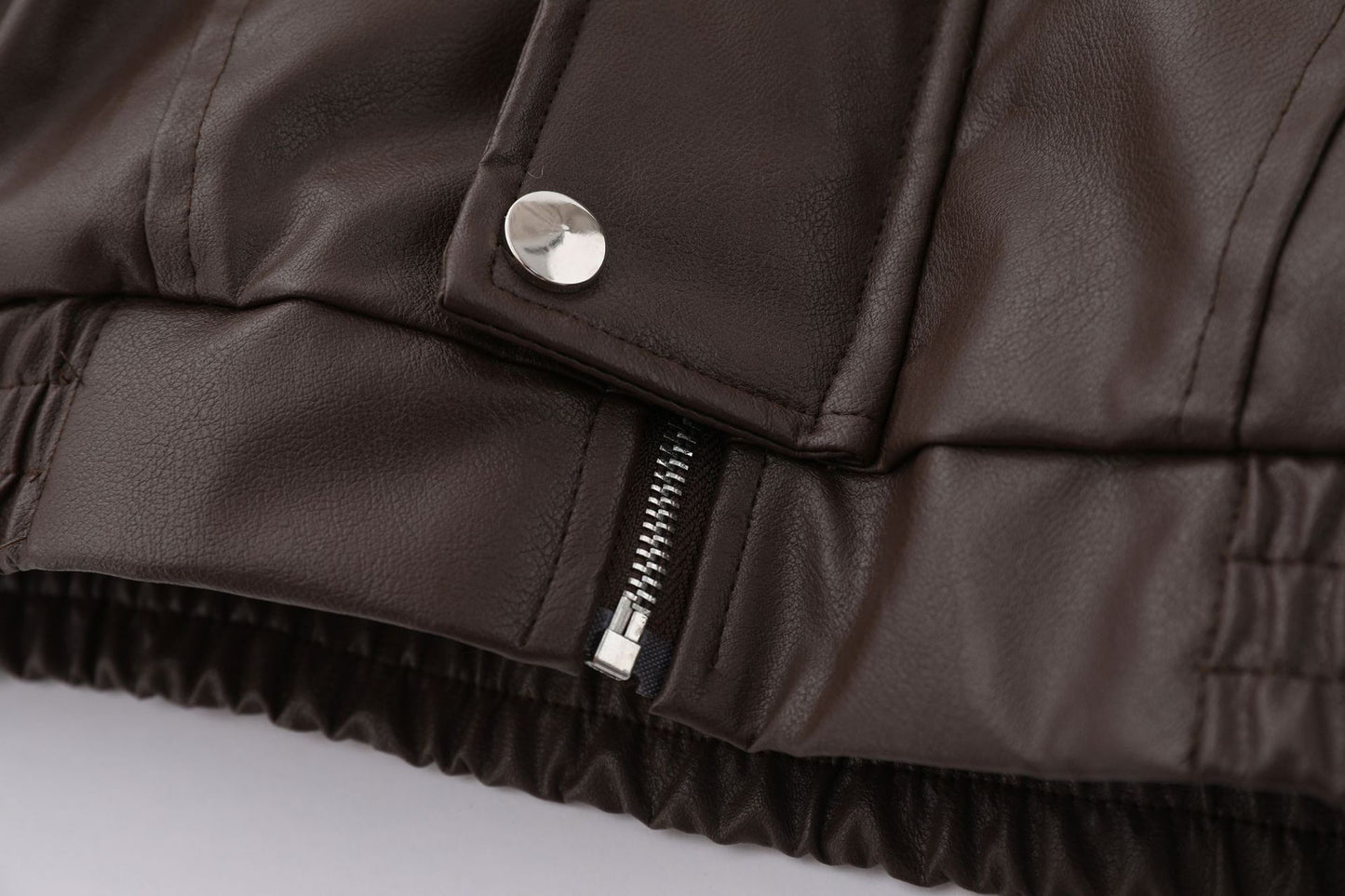 PU Leather Sherpa-Lined Oversize Jacket WN11141