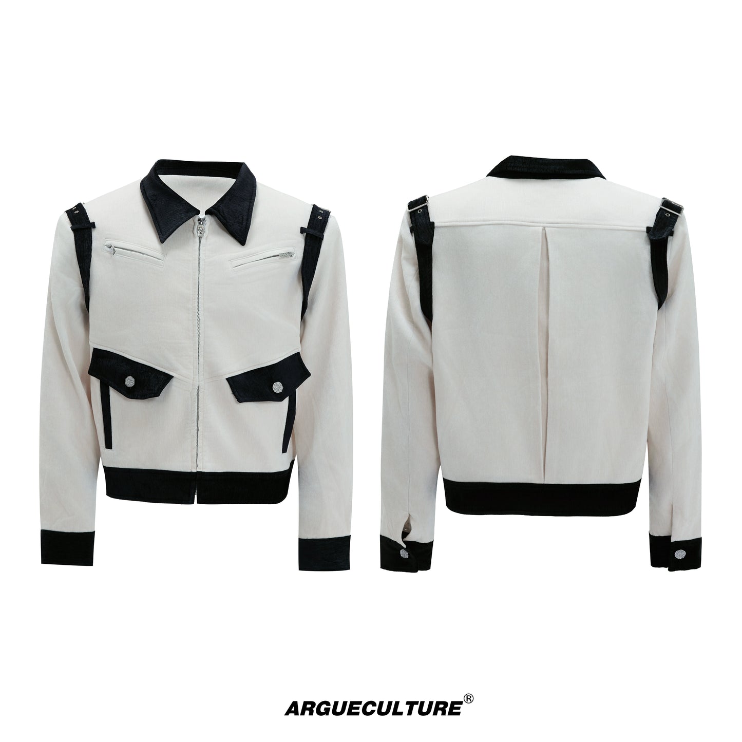 Colorblock Velvet Short Zipper Jacket WN21741