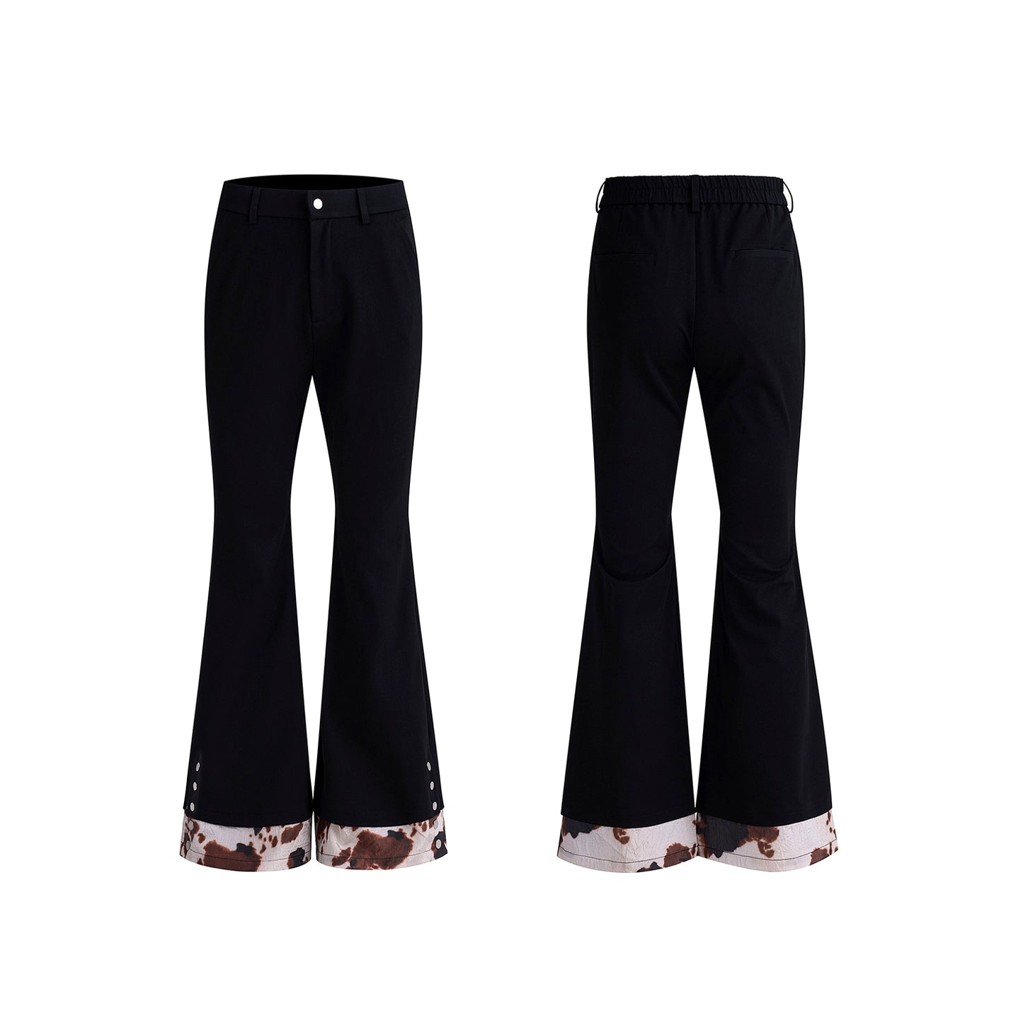 Cow Print Fake Layered Oversize Tailored Jacket & Flare Trousers Setup WN20389