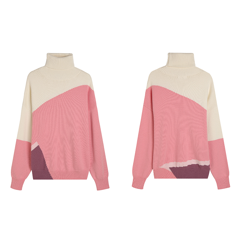 High-Neck Mid-Length Wool Blend Knit Sweater WN17055