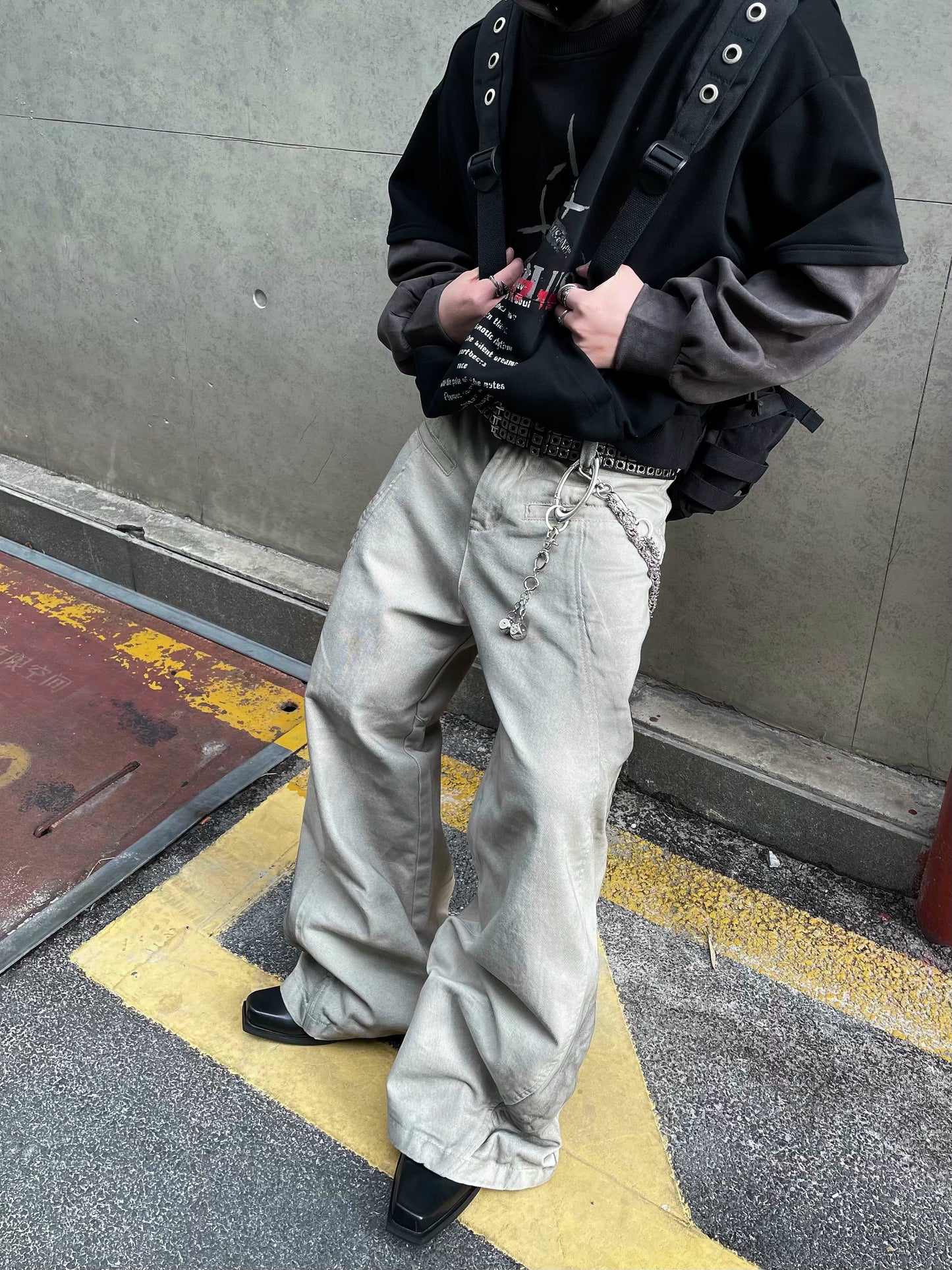 Deconstructed Straight Wide-Leg Denim Jeans WN12874