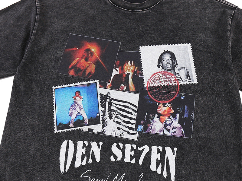 Portrait Design Washed Oversize Short Sleeve T-Shirt WN18591