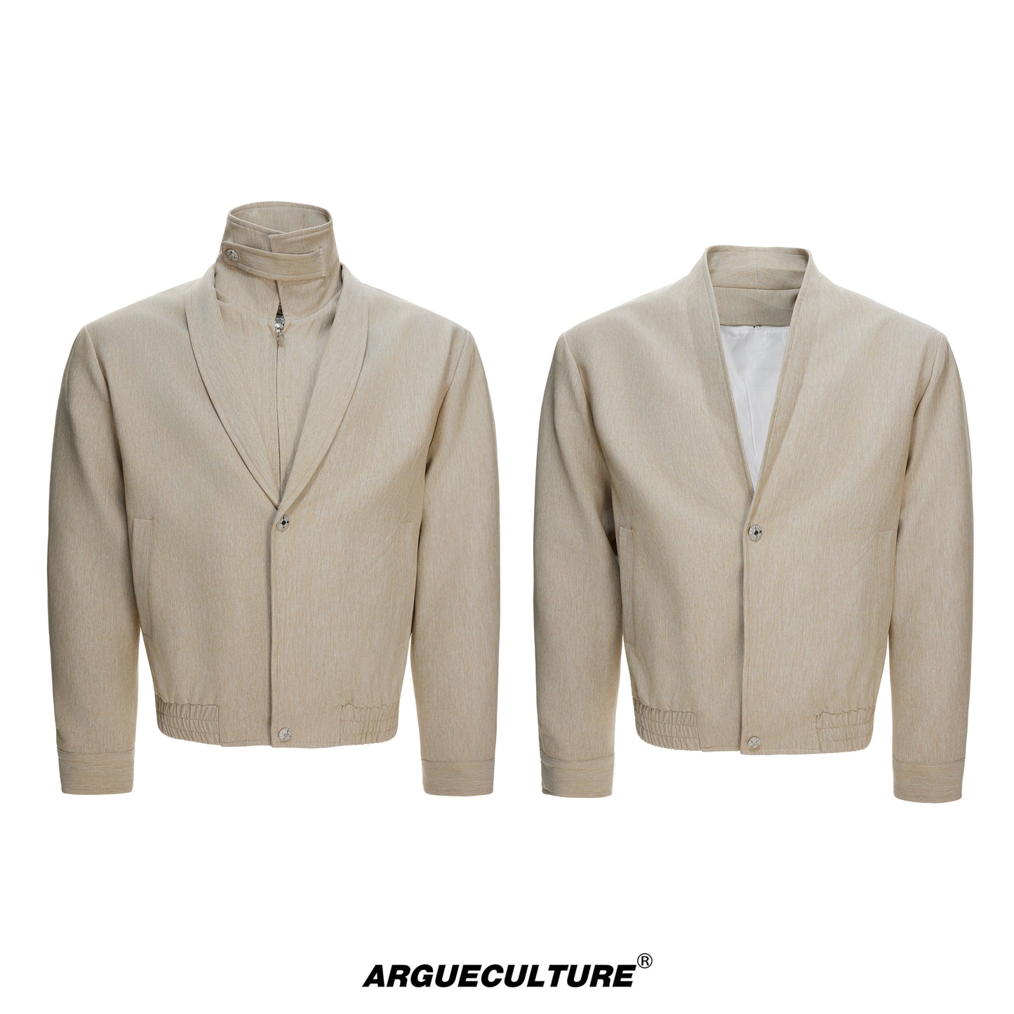 Fake Layered Deconstruction Detachable Standing-Collar Jacket WN23548