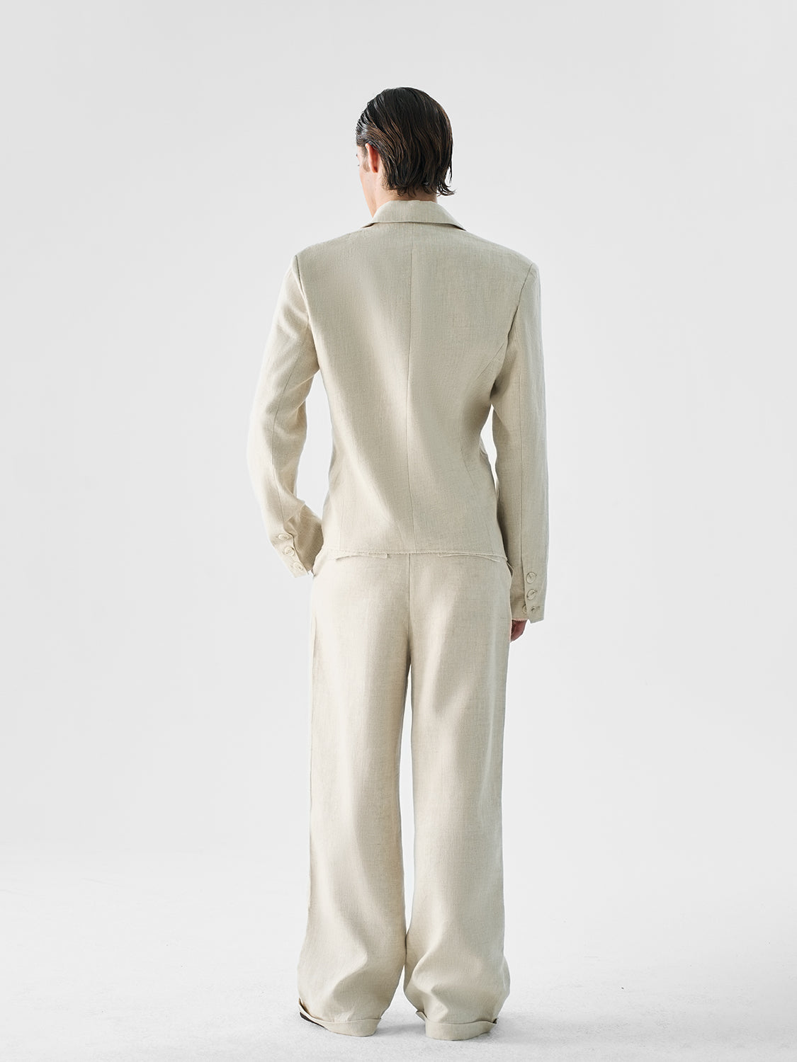 Pure Linen Fabric Cupro Lining Tailored Jacket & Trousers Setup WN15182