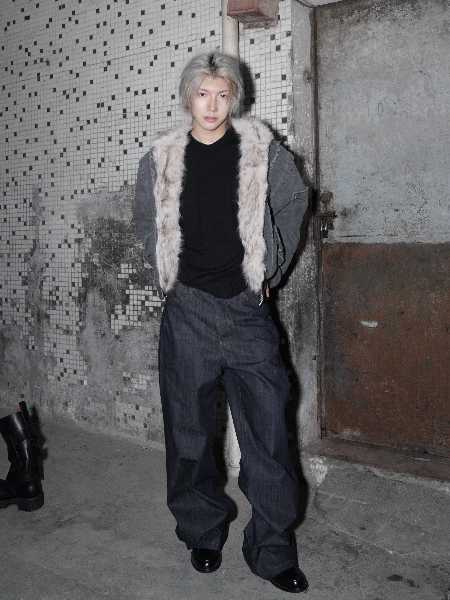 Hooded Fake Fur-Collar Padded Jacket WN22183