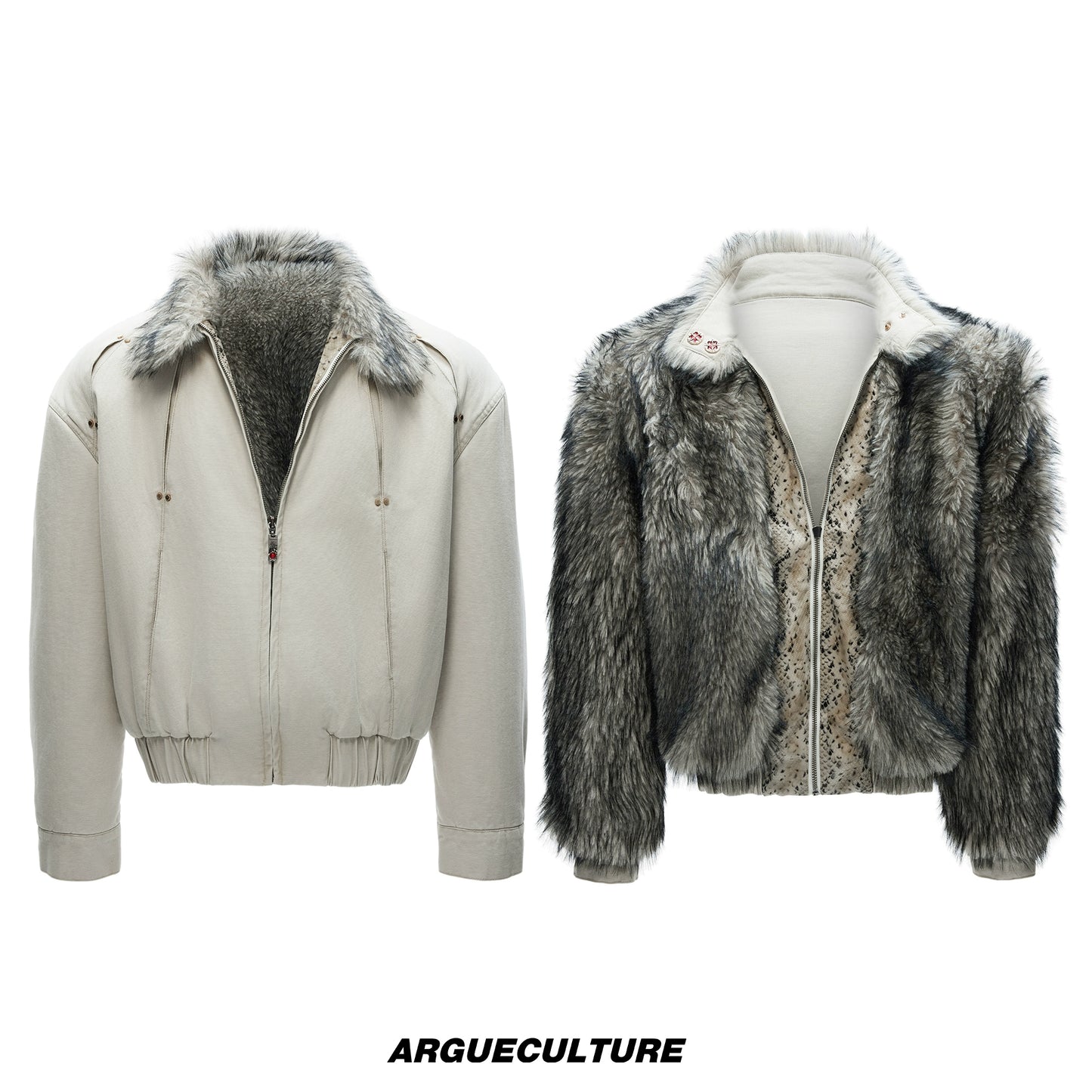 Fake Fur Collar Heavyweight Wash Canvas Puffer Jacket WN22624