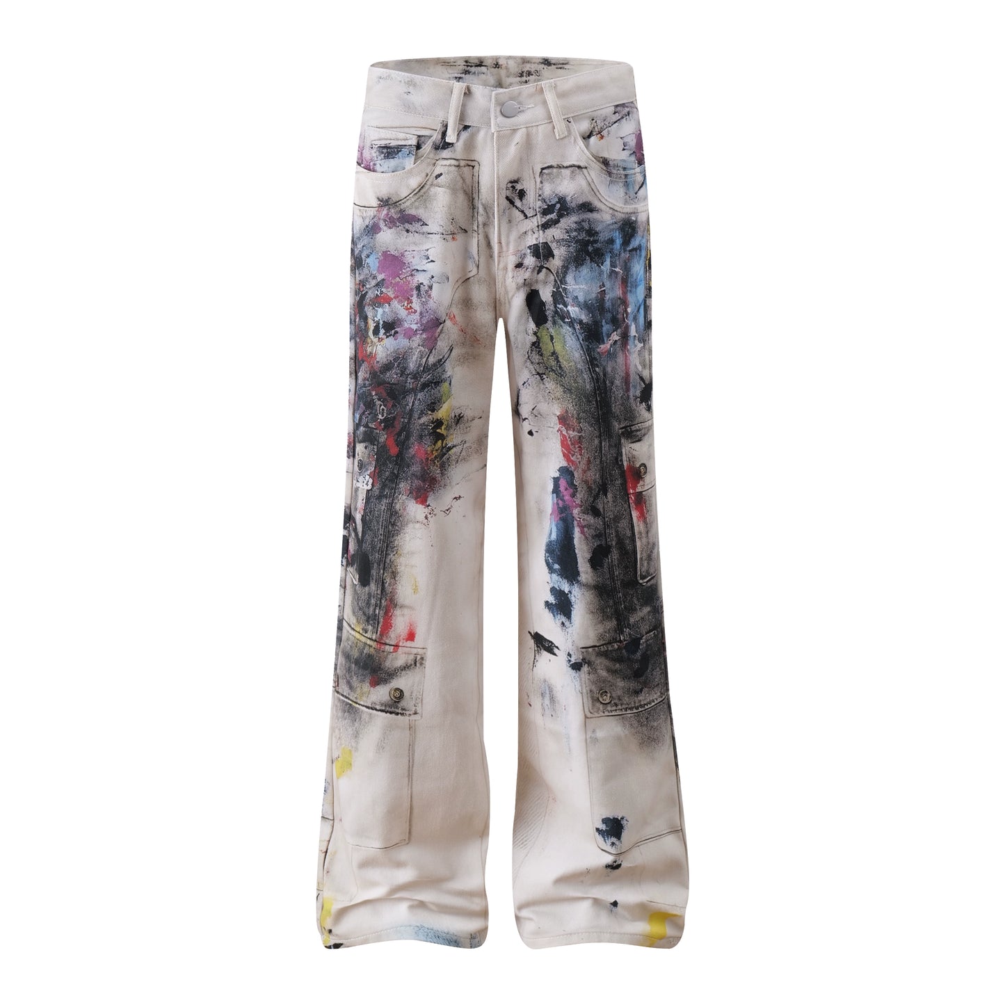Rock Graffiti 3D Print Wide Leg Denim Jeans WN20556