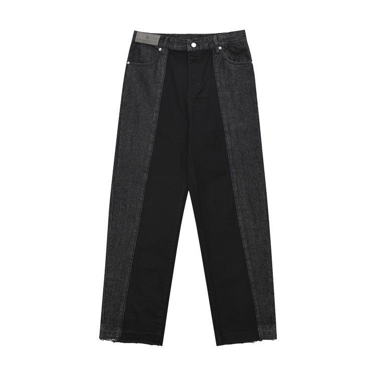 Layered Pocket Washed Straight-Leg Denim Jeans WN12318