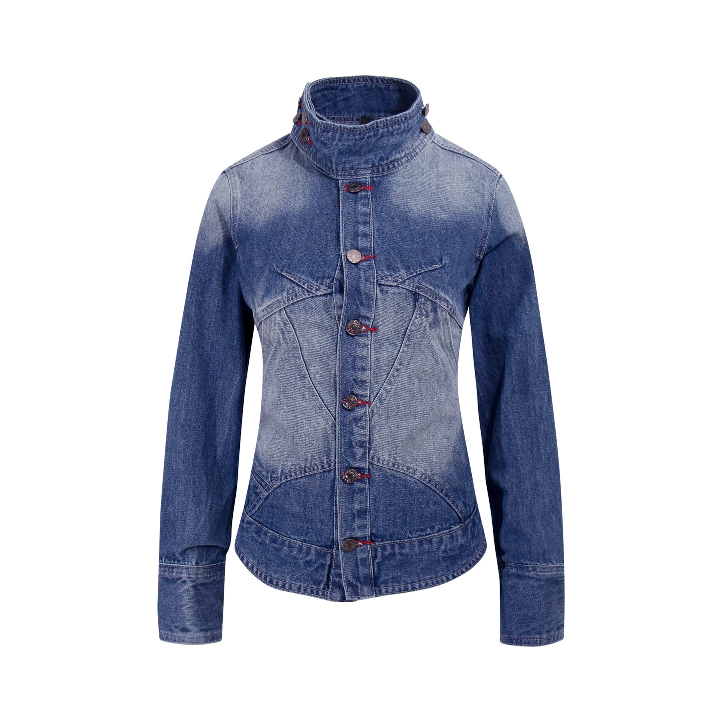 Washed Stand Neck Denim Jacket WN21344