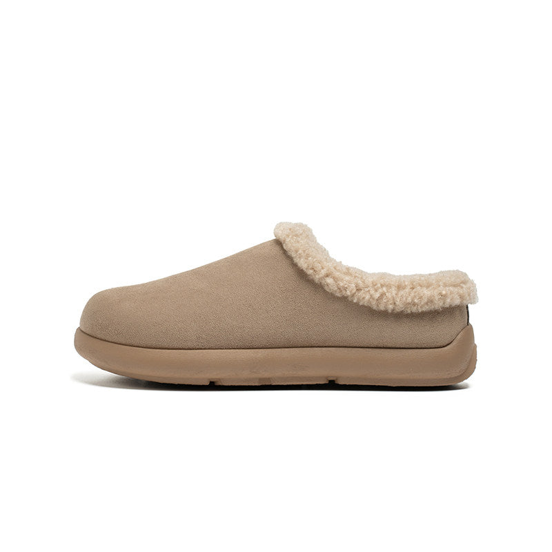 Fake Fur Trim Slip-On Warm Mules WN23469