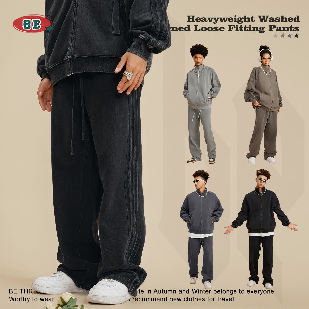 Washed Heavyweight Straight Leg Sweatpants WN6019