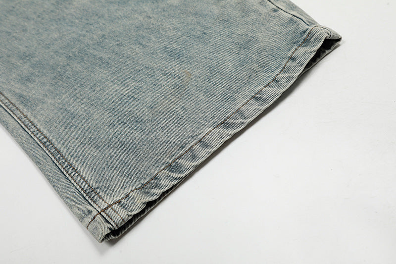 Wash Curved Wide Leg Denim Jeans WN18529