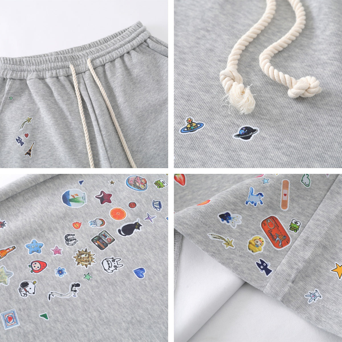 Cartoon Print Sporty Wide Leg Swaetpants WN18545