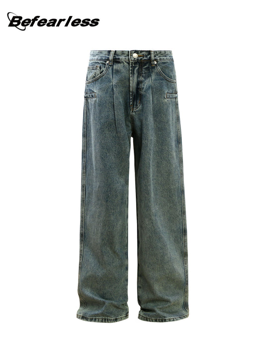Washed Panel Wide Leg Denim Jeans WN26248