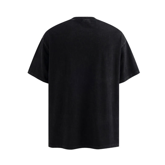Rock Graphic Print Washed Cotton Short Sleeve T-Shirt WN25661