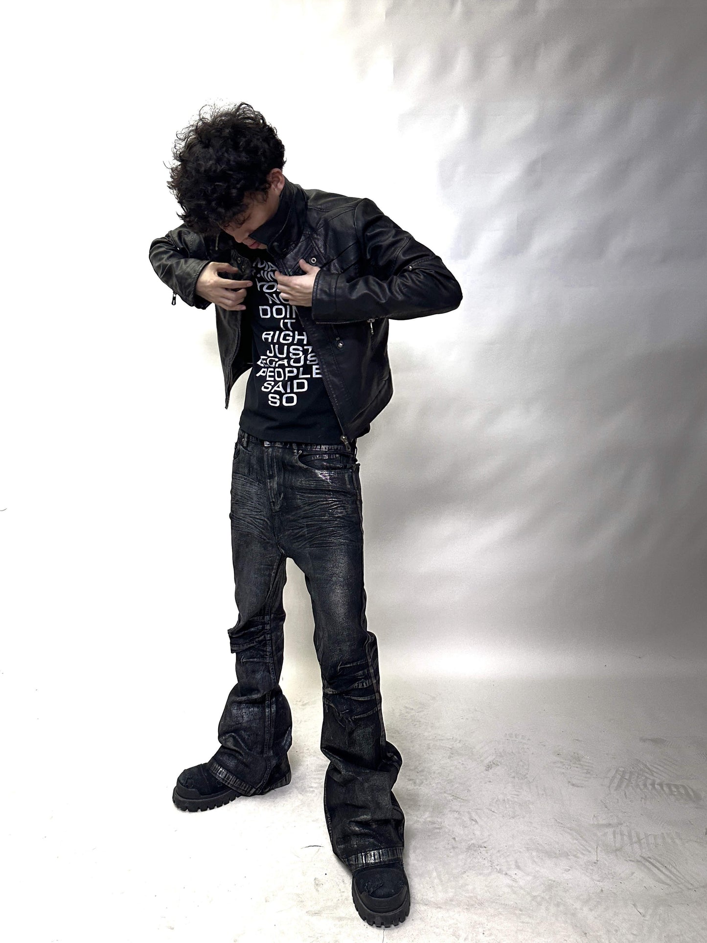 Pleats Flare Denim Jeans WN15762