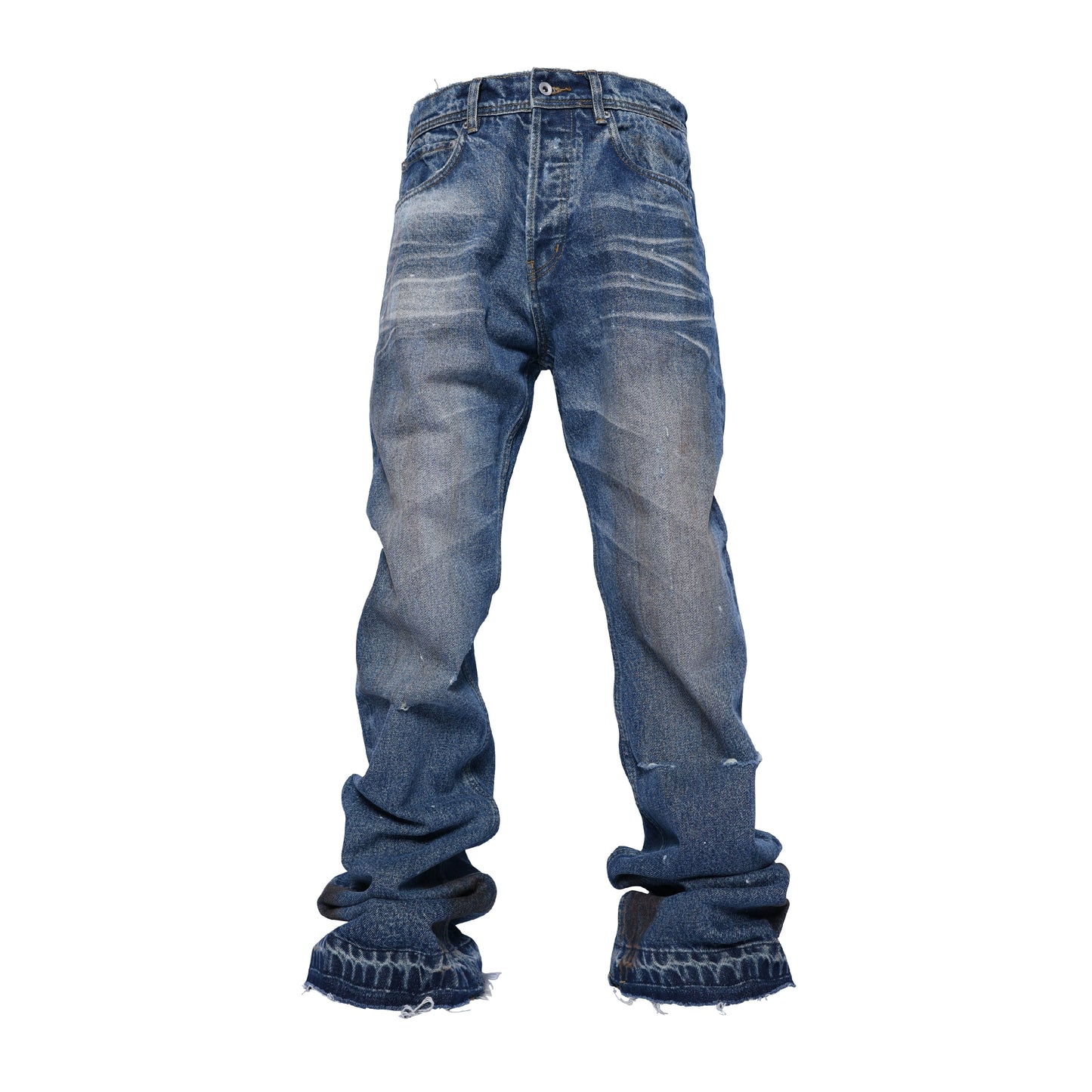 Washed Damage Flare Denim Jeans WN17209