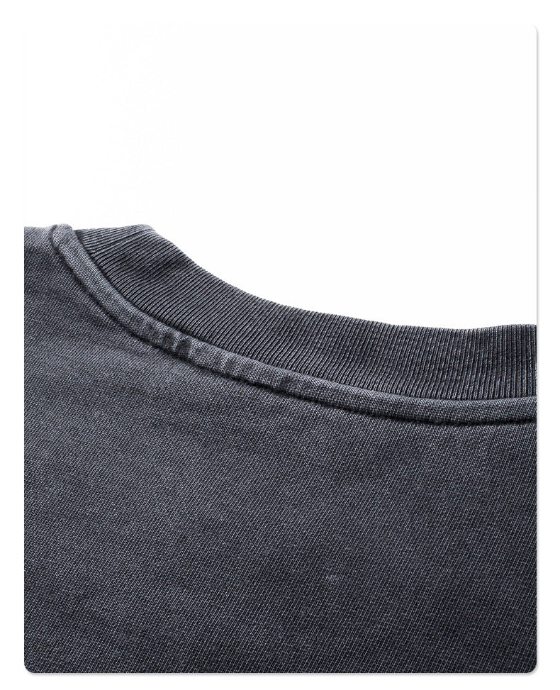 Washed Fake Layered Round Neck Long Sleeve T-Shirt WN7801