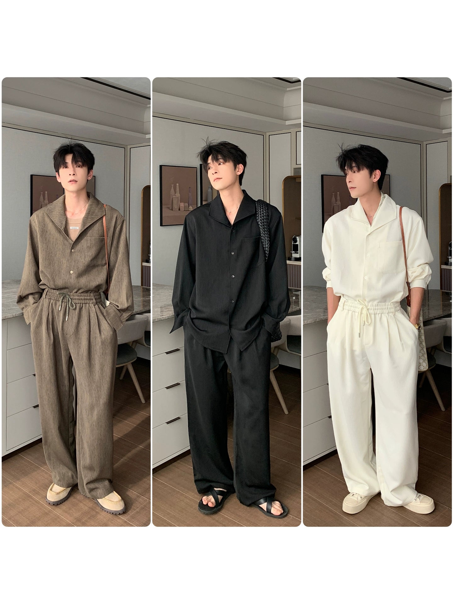 Oversize Long Sleeve Shirt & Drawstring Pants Setup WN20491