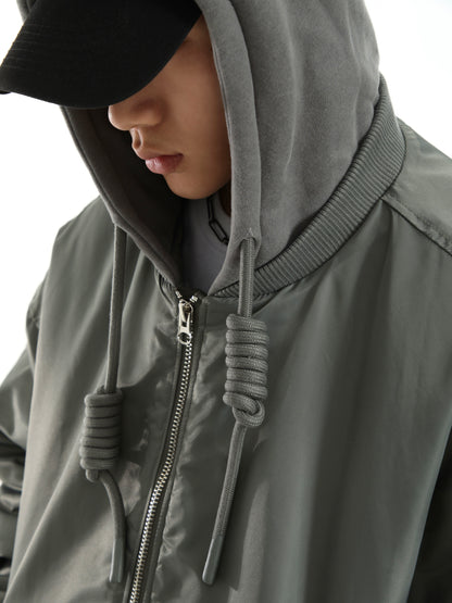 Oversize Zipper Hooded Jacket WN5711