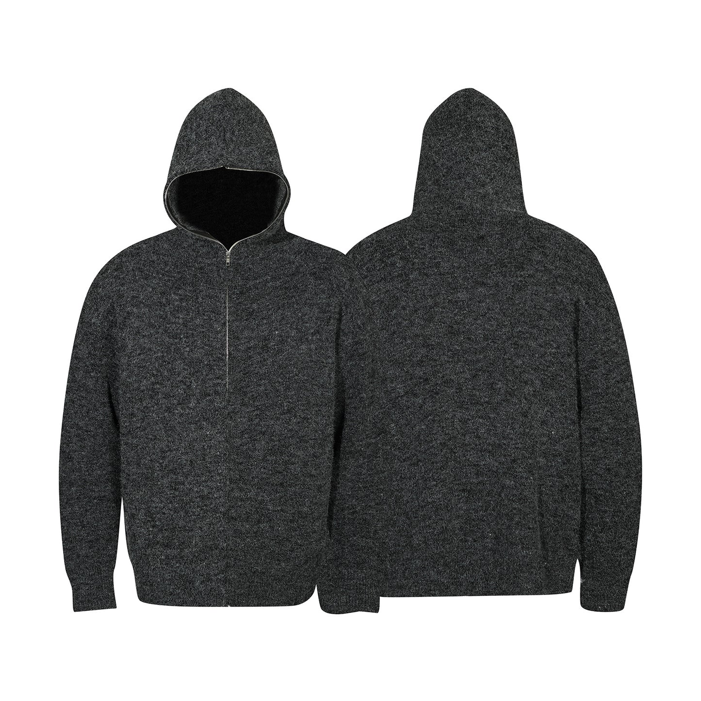 Fleece Linning Knit Zipper Hoodie WN12654