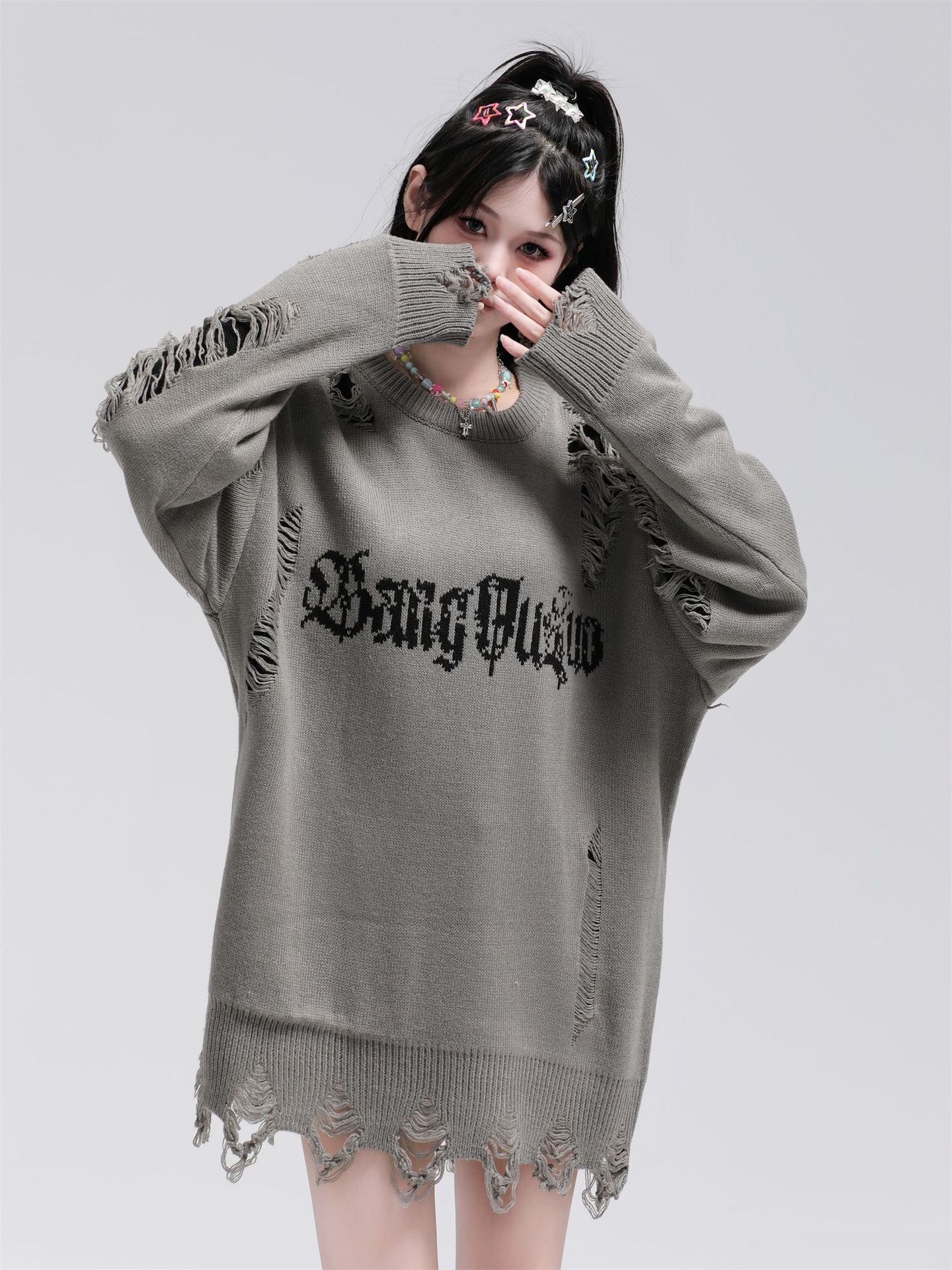 Damage Knit Sweater WN11186