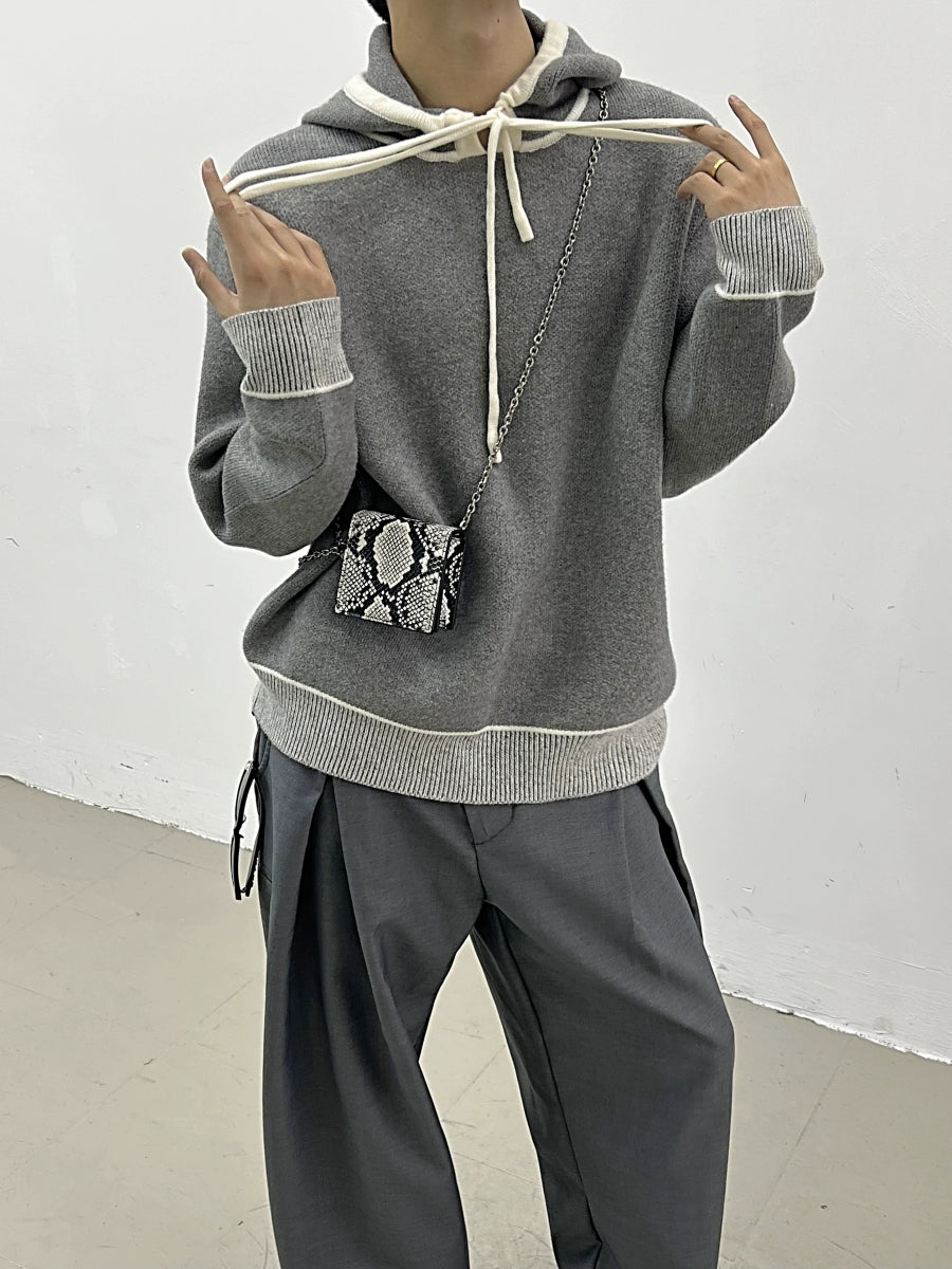 Colorblock Pullover Knit Hoodie WN11663