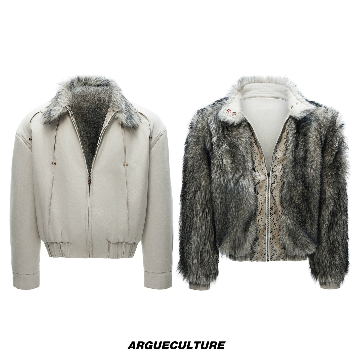 Fake Fur Collar Fleece Lining Heavyweight Puffer Jacket WN22596