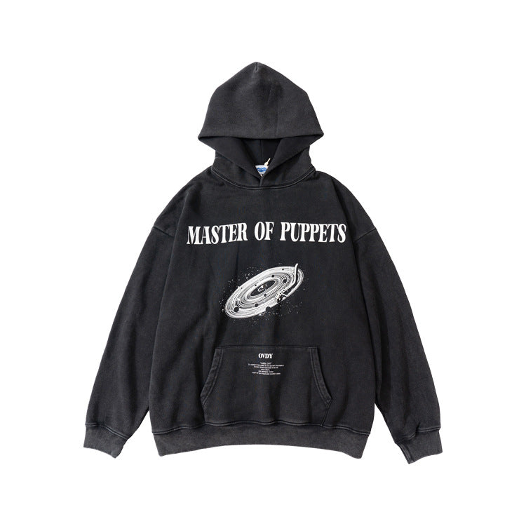 Galaxy Record Player Print Fleece Linning Pullover Hoodie WN12315