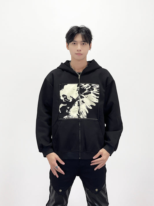 Applique Embroidery Zipper Hoodie WN24237
