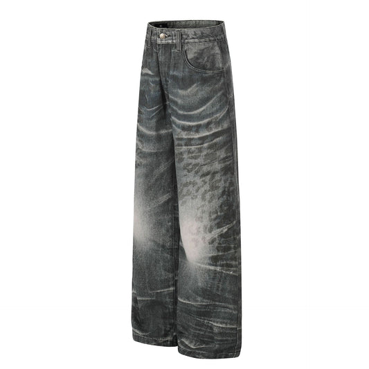 Washed Whisker Straight Denim Jeans WN26074