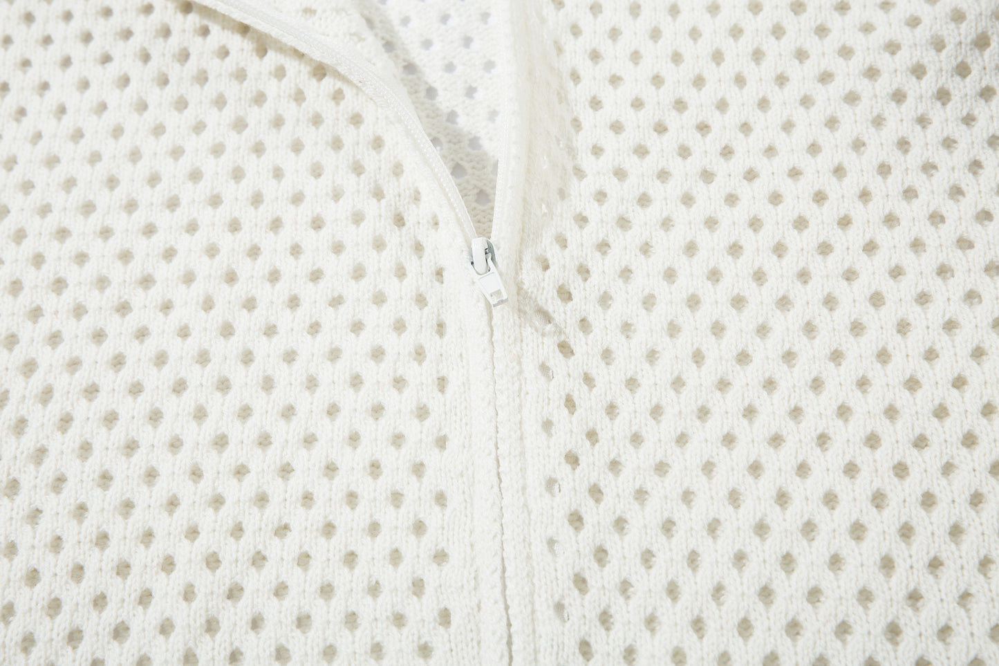 Striped Hollow-Out Zipper Knit Cardigan WN11272