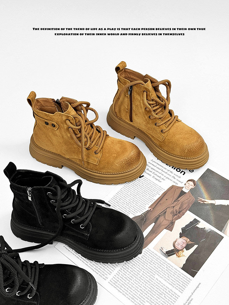 Chunky Lug Sole Platform Lace-Up Zipper Boots WN24548