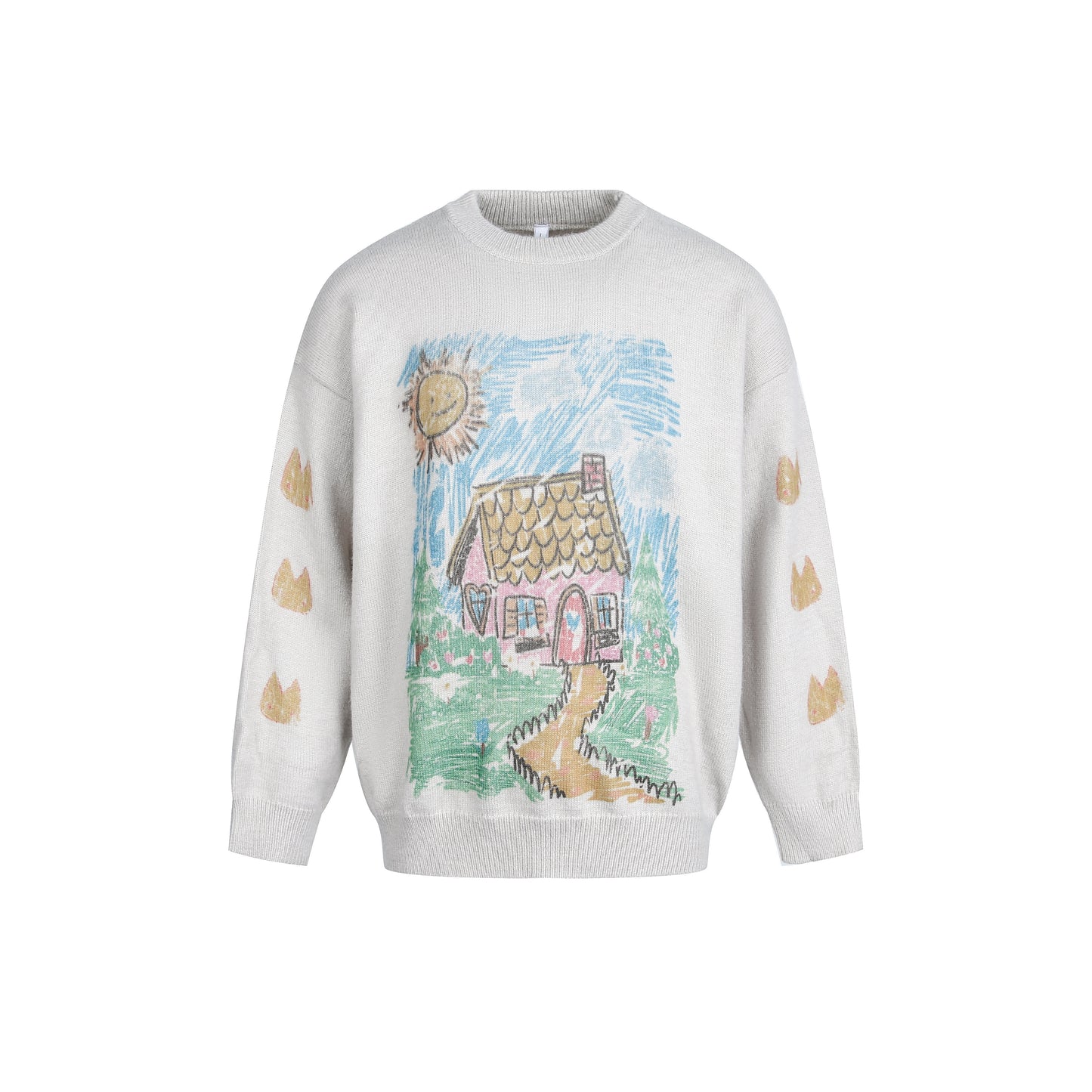 Artwork Print Thin Oversize Knit Sweater WN22749