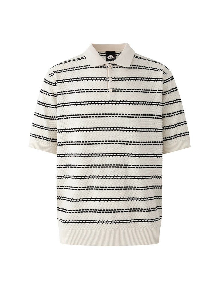 Striped Lightweight Short Sleeve Knit Polo Shirt WN20299