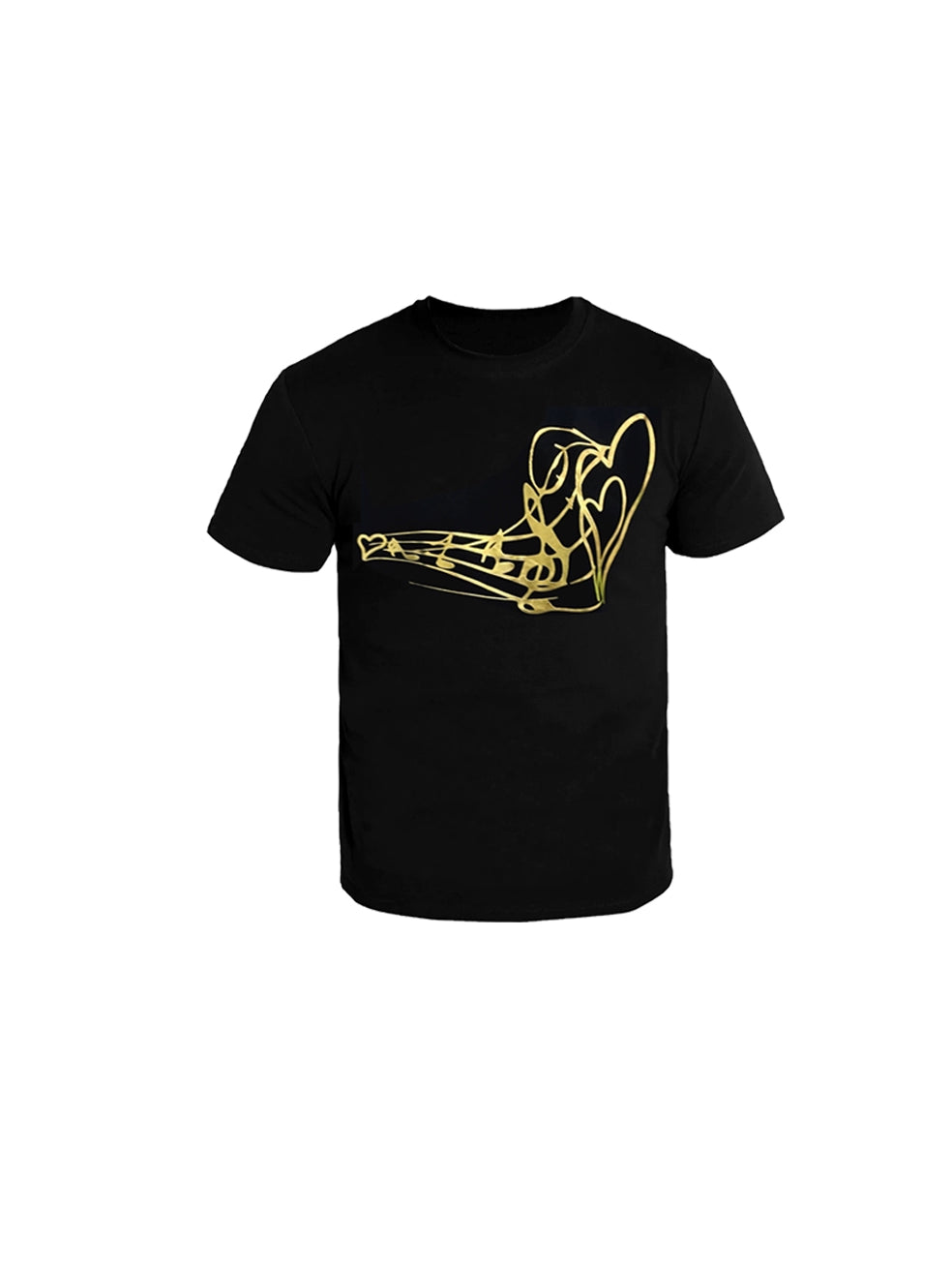 Music Note Heart Foil Print Slim Short Sleeve T-Shirt WN19074