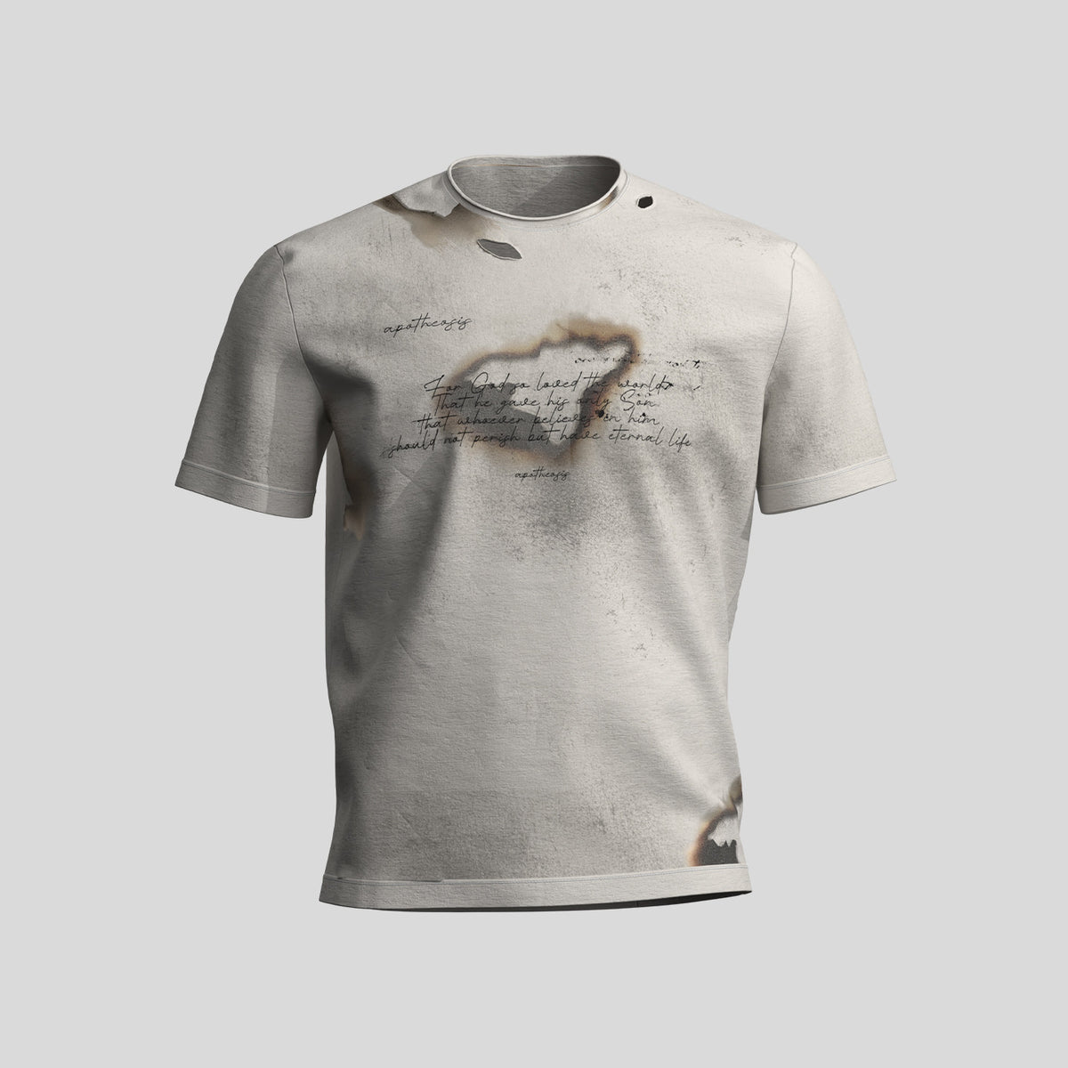 Burn Mark Manuscript Cutout Short Sleeve T-Shirt WN27095