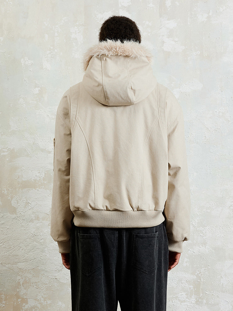 Studded Oversize Hooded Bomber Jacket WN17801