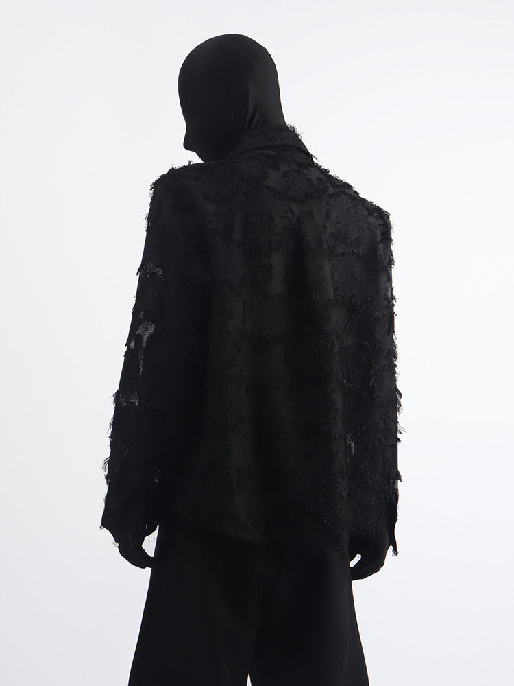 Fringe Texture Pocket Design Long Sleeve Shirt WN23722