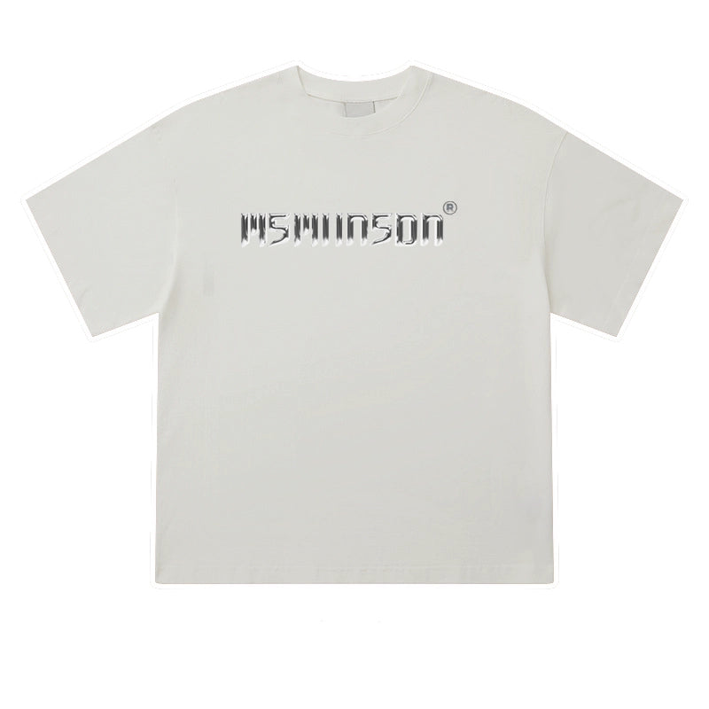 Metal Letters Print Oversize Short Sleeve T-Shirt WN18606