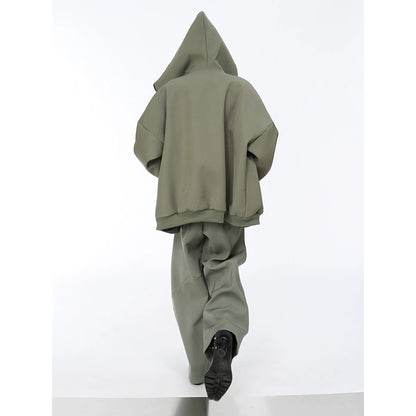 Oversize Hooded Jacket & Wide-leg Pleats Trousers Setup WN5401