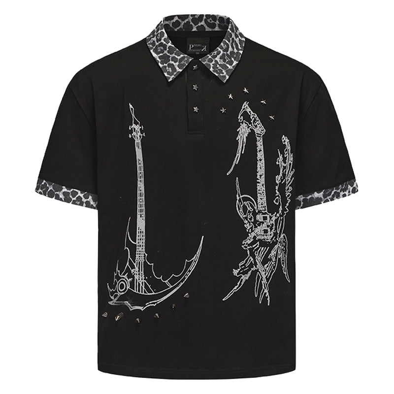 Patch Stud Short Sleeve Polo Shirt WN15832