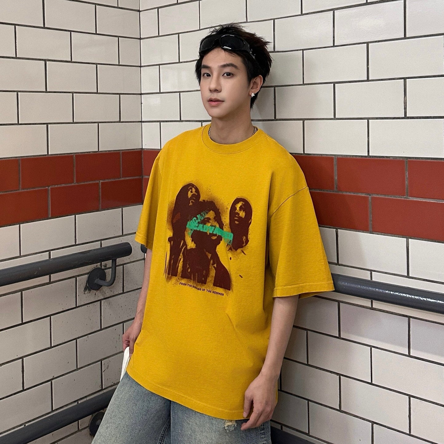 Portrait Print Oversize Short Sleeve T-Shirt WN25276