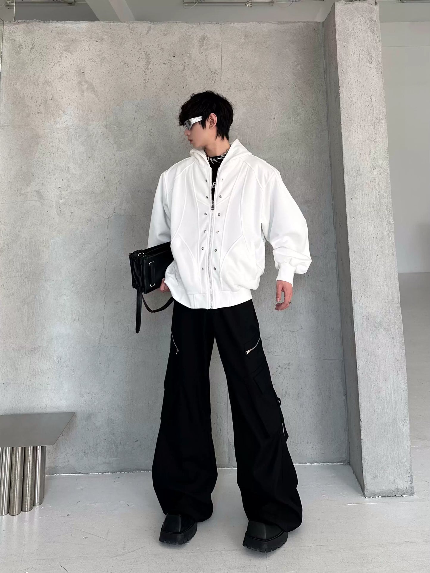 Metal Pleats Hooded Jacket WN16757