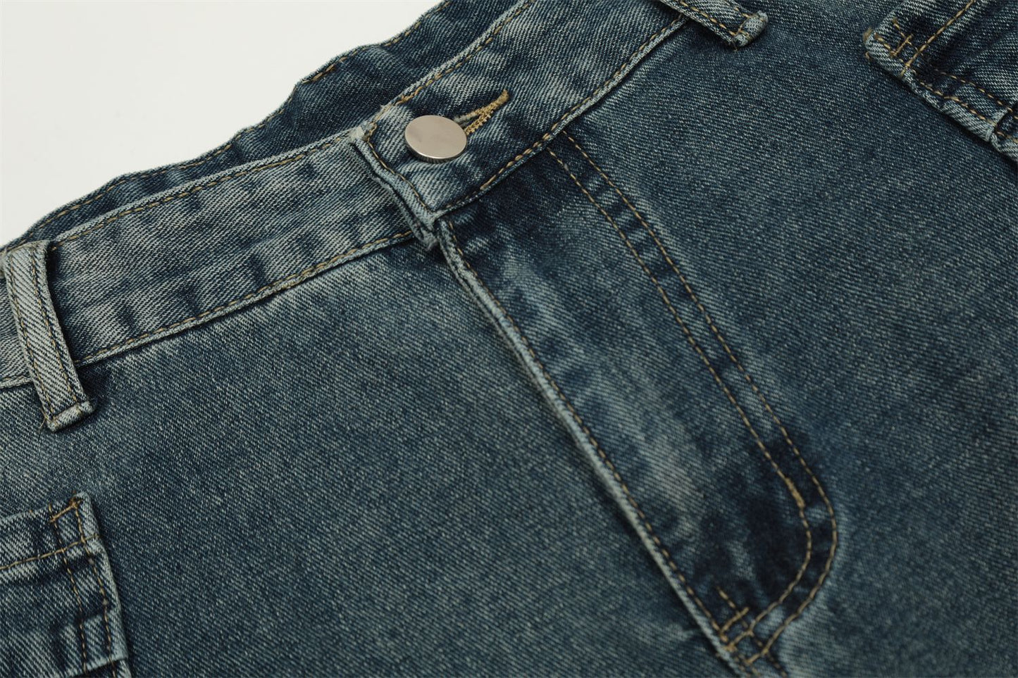 Washed Wide-Leg Straight Denim Jeans WN11486