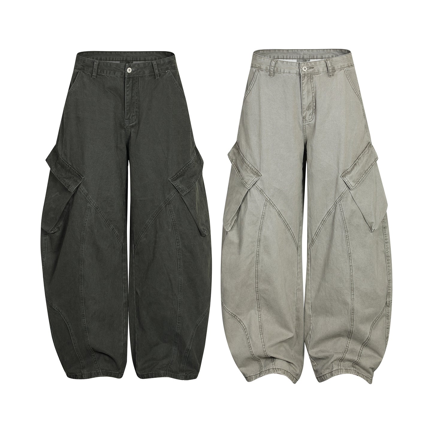 Multi-Pocket Washed Deconstructed Wide Leg Cargo Pants WN18582